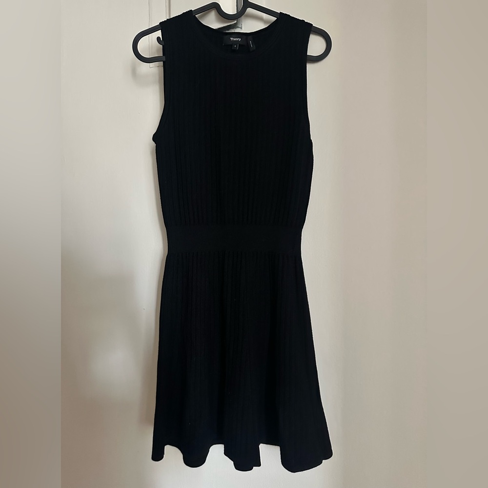 Theory Black Ribbed sleeveless Knit Dress - size P